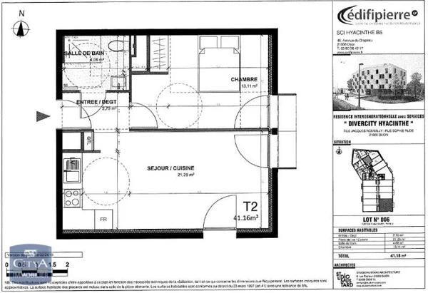 Appartement à louer 2 pièces 41.16m²