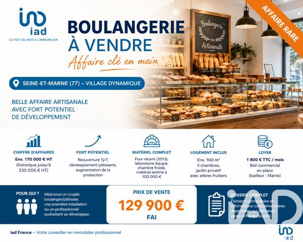 Boulangerie à vendre 140 m² Mortcerf