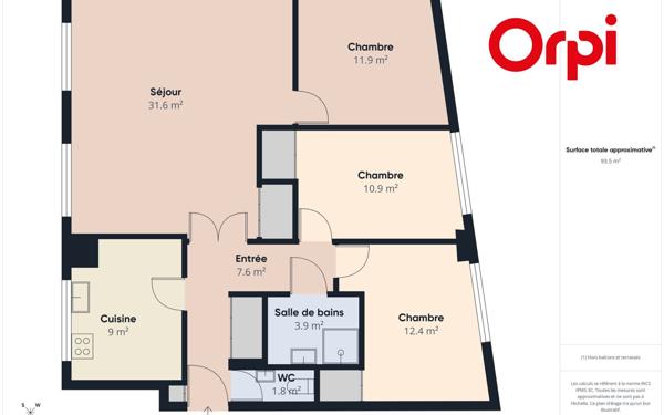 Appartement à vendre    4 pièces • 89,59 m2 Bernay