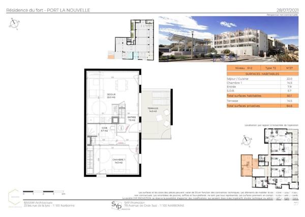 Appartement 2 pièces de 50 m² à Port-la-Nouvelle (11210)