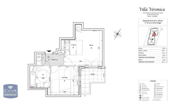 Appartement à louer 2 pièces 40.72m² Clamart (92140)