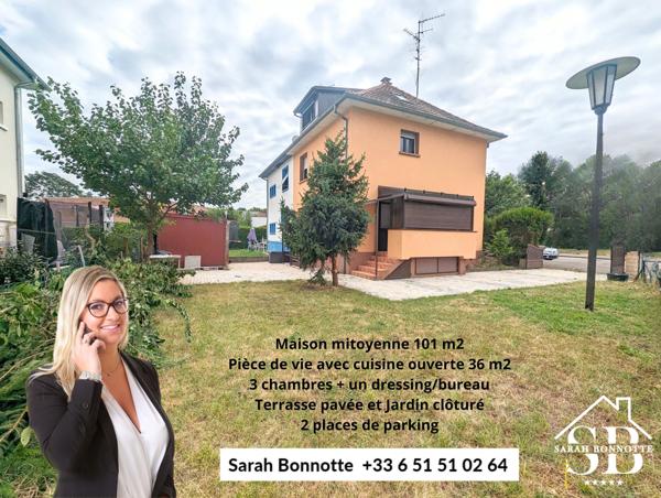 Huningue (68330) Maison mitoyenne (1 côté) très bien placée à Huningue, vue sur Rhin