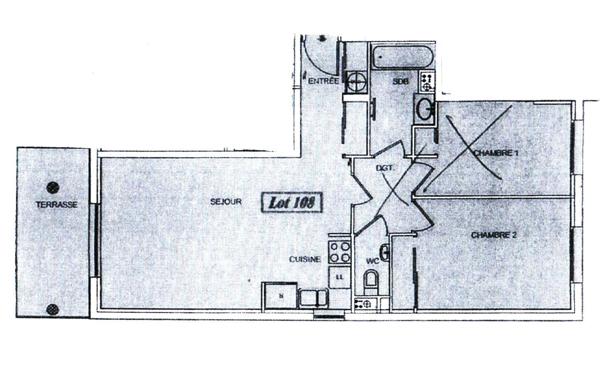 Deauville (14800) 3 pièces avec une terrasse et une vue sur l'océan. Résidence Blue Bay.