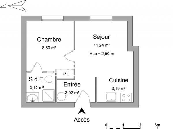 Location Appartement 2 pièces 29.46 m² - 32 RUE DENIS PAPIN Blois 41000