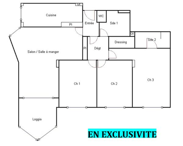 Le Chesnay (78150) Appartement 102M2 PARLY 2 - TYPE 2 - LOGGIA - SECTEUR PRE VERT - PROCHE BLANCHE DE CASTILLE ET COMMODITES - FO