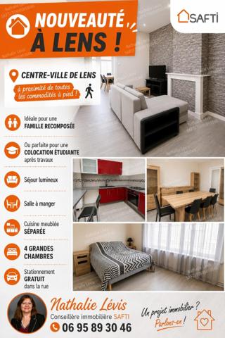 Vivre sans voiture c'est possible en centre ville de LENS à proximité des commodités à pied et stationnement gratuit