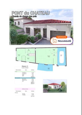 TERRAIN DE 358m² A PONT-DU-CHÂTEAU AVEC PROJET DE CONSTRUCTION
