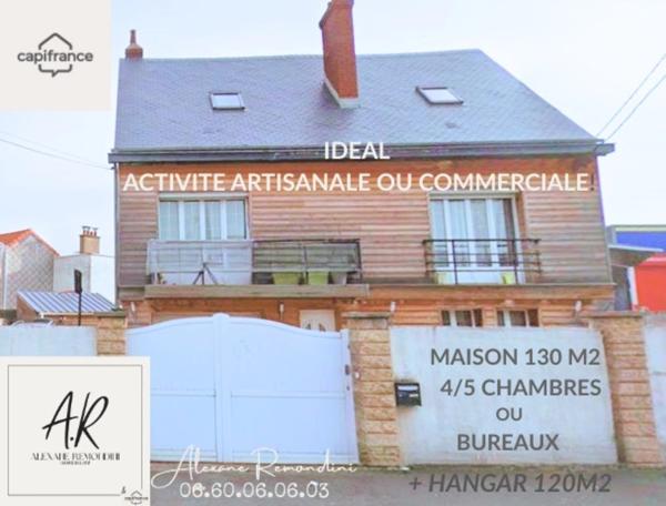 EXCLUSIVITÉ LE HAVRE — IDÉAL ACTIVITÉ ARTISANALE OU COMMERCIALE  ENSEMBLE MAISON + HANGAR sur terrain de 745 m²
