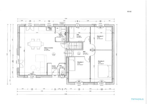 Terrain constructible de 1371 m2 dont environs 500m2 constructible