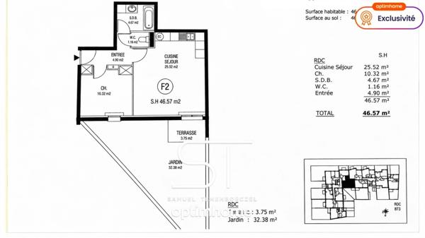 Investissement locatif : T2 de 46 m² avec jardin et garage – Lisieux (14100)