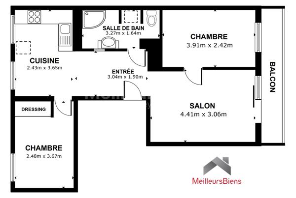 Beau 3 pièces 53 m²