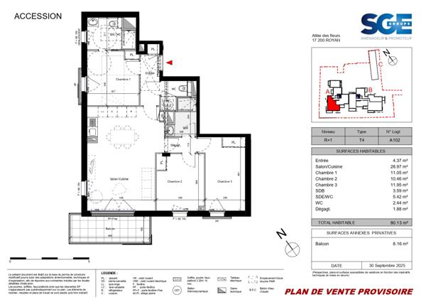 Appartement
                                                                                                                                                                                                                                                                                                                        4 pièce(s)                                                                                                                                                                                                          3 chambre(s)                                                                                                                                                                                                          80.13  m²
