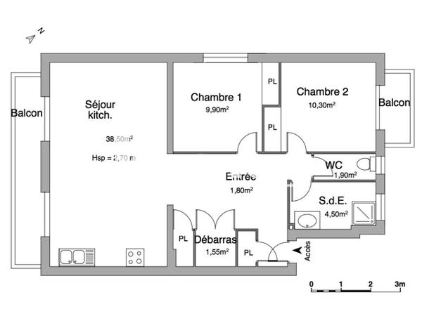 Location Appartement 3 pièces 69.62 m² - 1 RUE PIERRE DE MONTREUIL Perpignan 66000