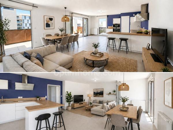 Appartement 3 pièces 83 m² - Dernier étage - Terrasse 18 m² - 2 Garages - Proche Ligne 2 Tram