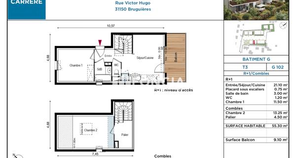 Location Appartement 3 pièces 55.1 m² - Bruguières 31150