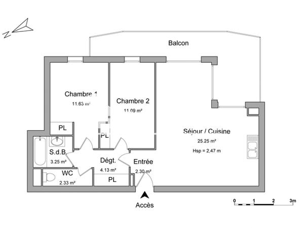 Location Appartement 3 pièces 59.98 m² - 19 B AVENUE DE LA GRANGETTE Thonon-les-bains 74200