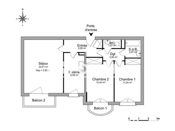 Location Appartement 3 pièces 67.85 m² - 19 A 27 RUE DES GLIERES Annemasse 74100