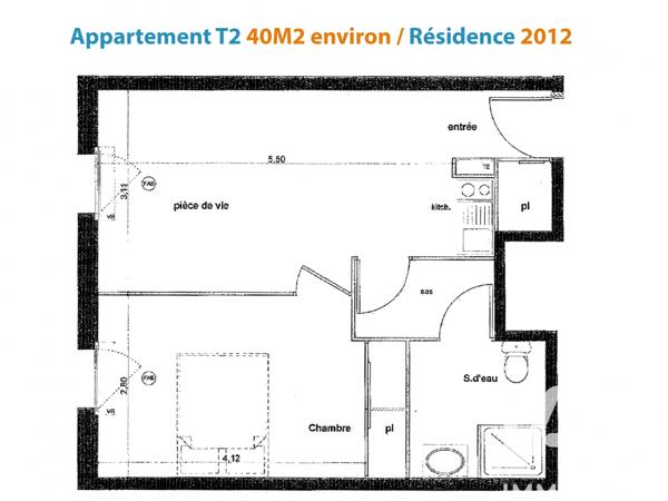 Appartement à vendre 2 pièces 39,79 m² Tours