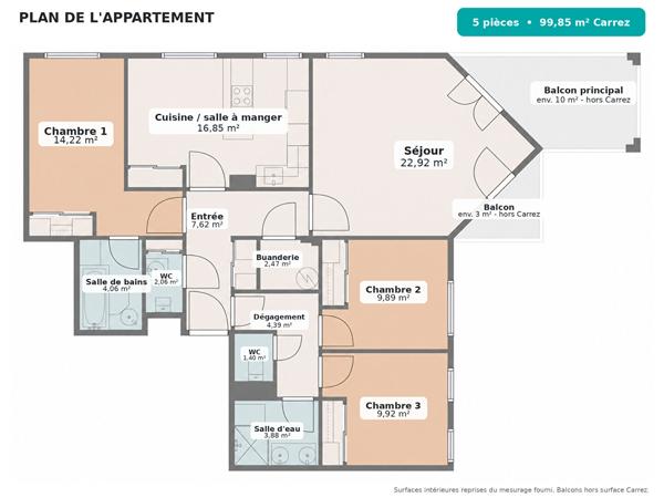 Appartement 5 pièces de 99.85 m² - Saint-Germain-en-Laye