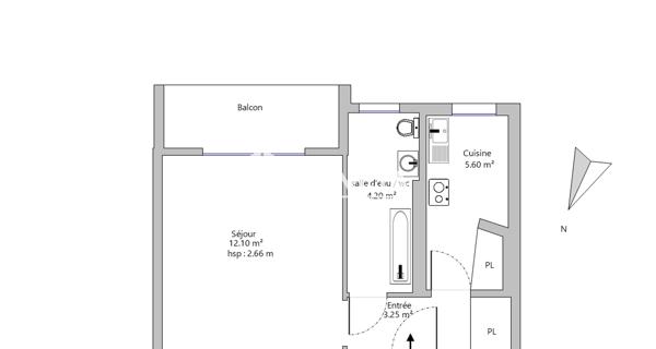 Location Studio 25.15 m² - Paris 75015