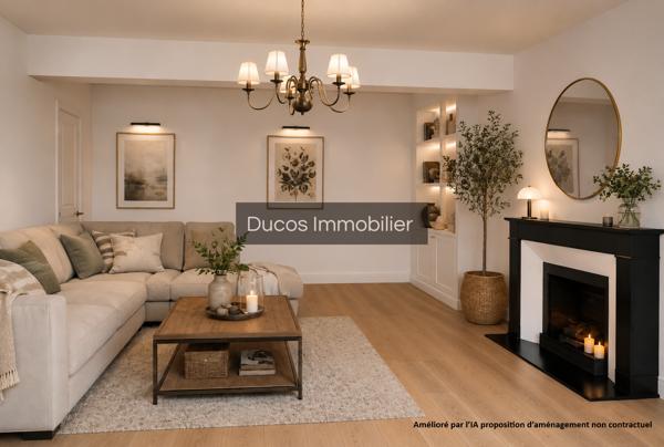 Plein coeur de Sainte Bazeille maison avec patio, garage et beaux volumes
