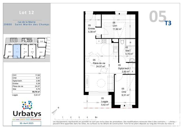 Appartement à vendre 3 pièces 59 m² Saint-Martin-des-Champs