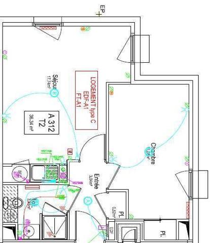 Appartement 2 pièces                                        - 44300 Nantes - Bourgeonnière-Petit Port Réf : 10163