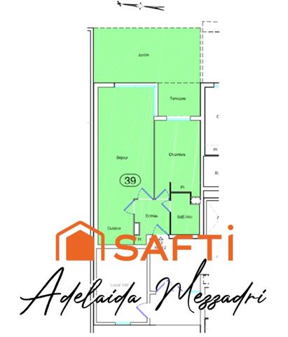 Calme et verdure à l’Archet – 2 pièces avec terrasse-jardin - 48 m2 habitable