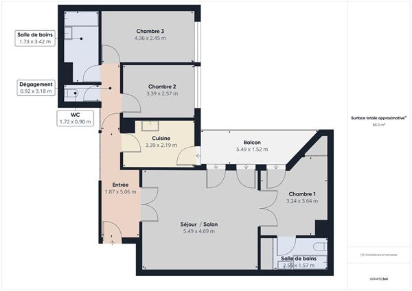 Appartement 4 pièces 90.34 m2