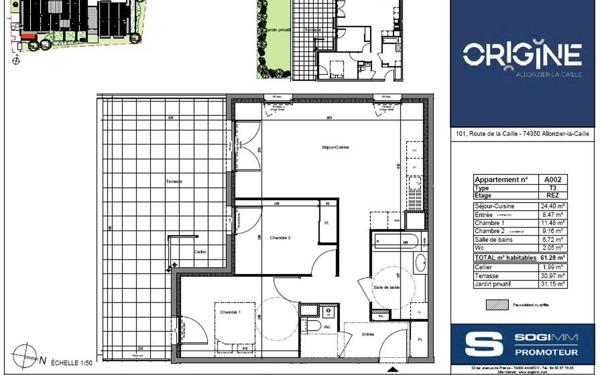 Appartement à louer    3 pièces • 61,28 m2 Allonzier-la-Caille