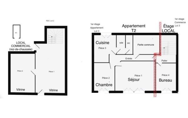 LOCAL + APPARTEMENT T2- Hypercentre Quimper