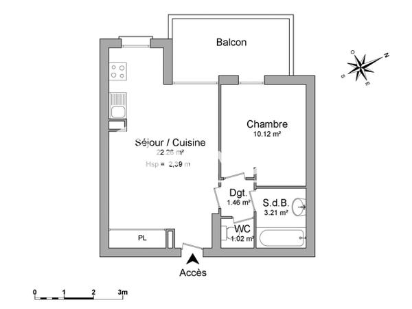 Location Appartement 2 pièces 38.07 m² - 231 AVENUE JEAN AICARD Saint Laurent Du Var 06700