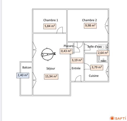 APPARTEMENT 2 PIECES AVEC UNE CAVE EN TRES BON ETAT