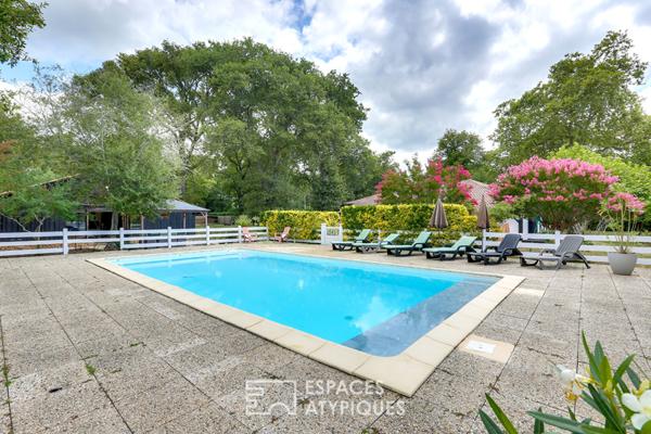 Airial landais du XIXe siècle rénové, piscine et parc arboré à 10 min de l’océan