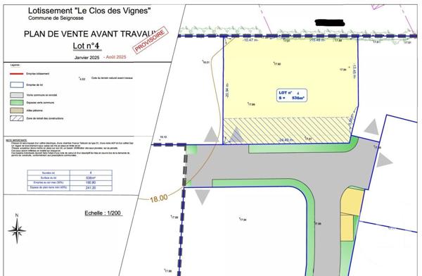 Terrain à vendre  536 m2 SEIGNOSSE - 40
