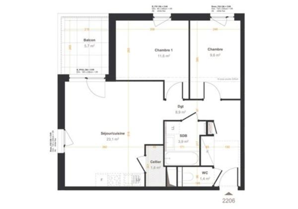 appartement à vendre 3 pièces THIONVILLE (57), avec loggia de 10,80 m² et parking en sous sol