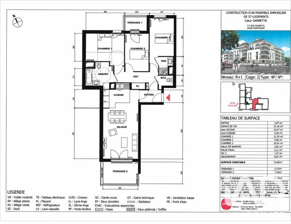 Appartement à vendre 4 pièces 75 m² Montmagny