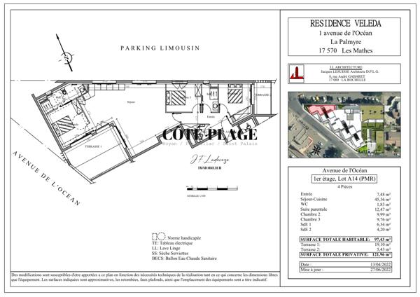 Les Mathes (17570) La Palmyre Appartement NEUF T4 PMR avec 2 Terrasses Garage et cave au prix de 496.450€ HAI