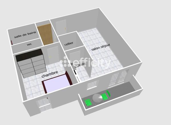 Appartement 2 pièces - 44 m² Exclusivité efficity