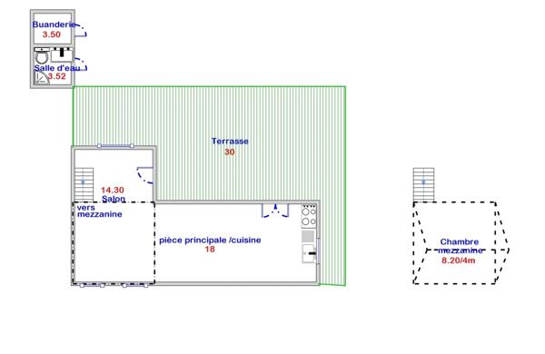 Chalet 40m² récent avec terrasse
