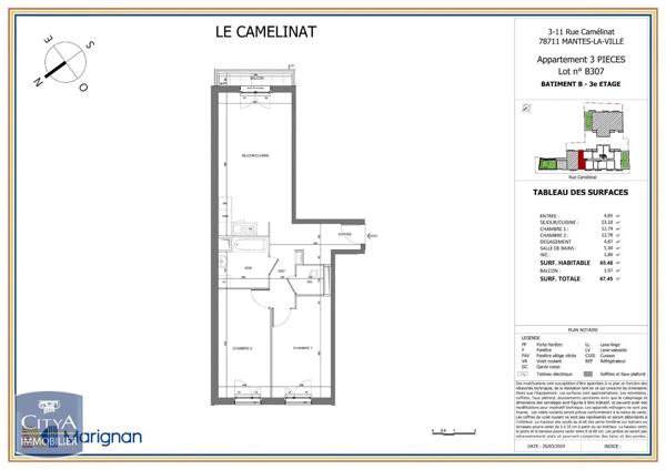 Appartement à louer 3 pièces 65.48m² Mantes-la-Ville (78711)
