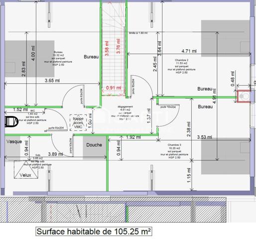 Maison T5 en cours de réno105 m2 garage,terrain.