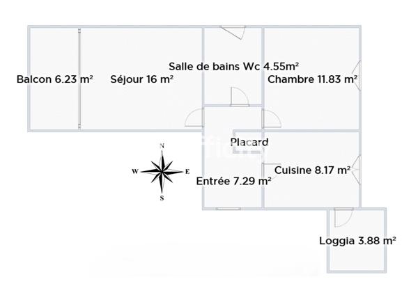 Appartement 2 pièces - 48 m² Exclusivité efficity