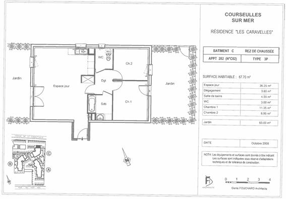 COURSEULLES SUR MER APPARTEMENT A VENDRE EN REZ DE JARDIN