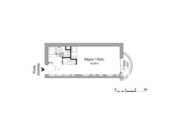 Location Studio 19.53 m² - 201 RUE SAINTE CECILE Marseille 13005