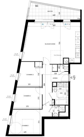 Appartement 4 pièces de 85 m² à Étiolles (91450)
