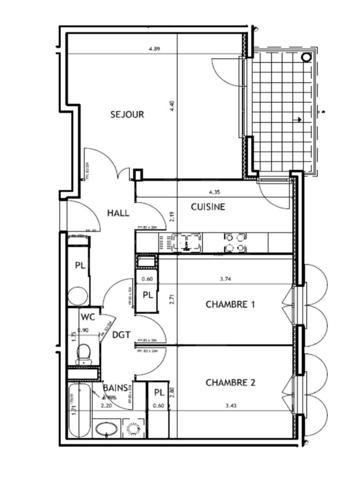 Dpt Haute Savoie (74), à vendre FAVERGES appartement T3 ( 67 m2) 2ème étage avec terrasse