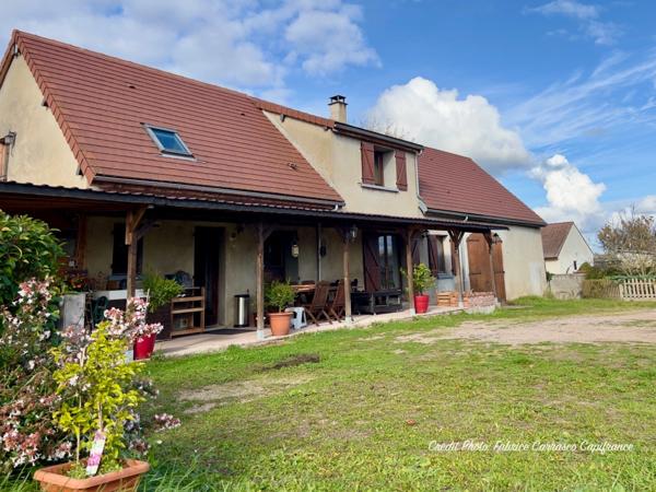 Dpt Allier (03) A vendre à Varennes sur Allier - Longère T6 garages, grande terrasse couverte, terrain clos et arboré de 4000m2