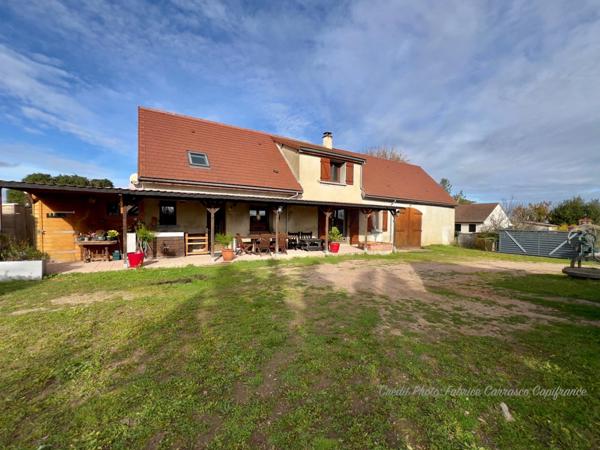 Dpt Allier (03) A vendre à Varennes sur Allier - Longère T6 garages, grande terrasse couverte, terrain clos et arboré de 4000m2