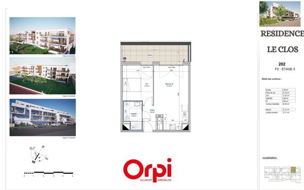 Appartement à vendre    2 pièces • 42,42 m2 Longlaville